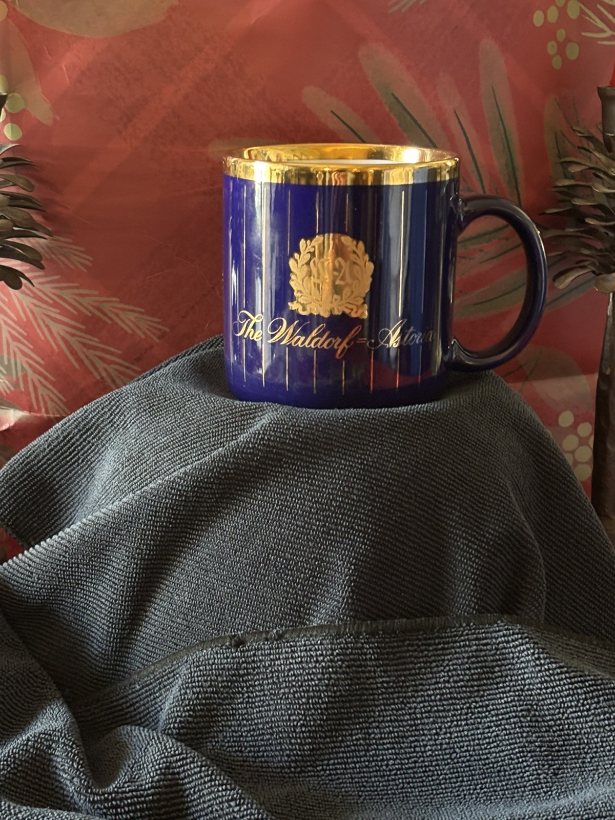 Vintage Waldorf Astoria Hotel Coffee Mug Cobalt Blue Gold Pinstripe Vintage Waldorf Astoria Hotel Coffee Mug Cobalt Blue Gold Pinstripe