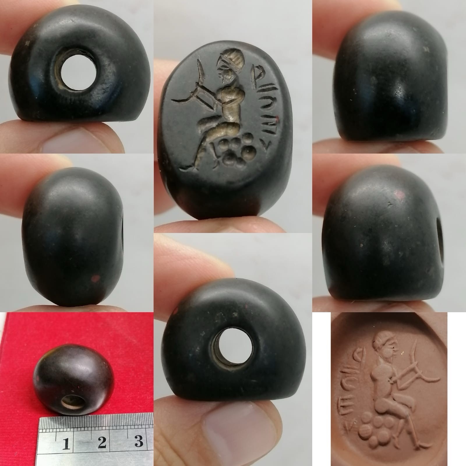 Rare Near Eastern Old Jasper Seal Stone Stamp Bead