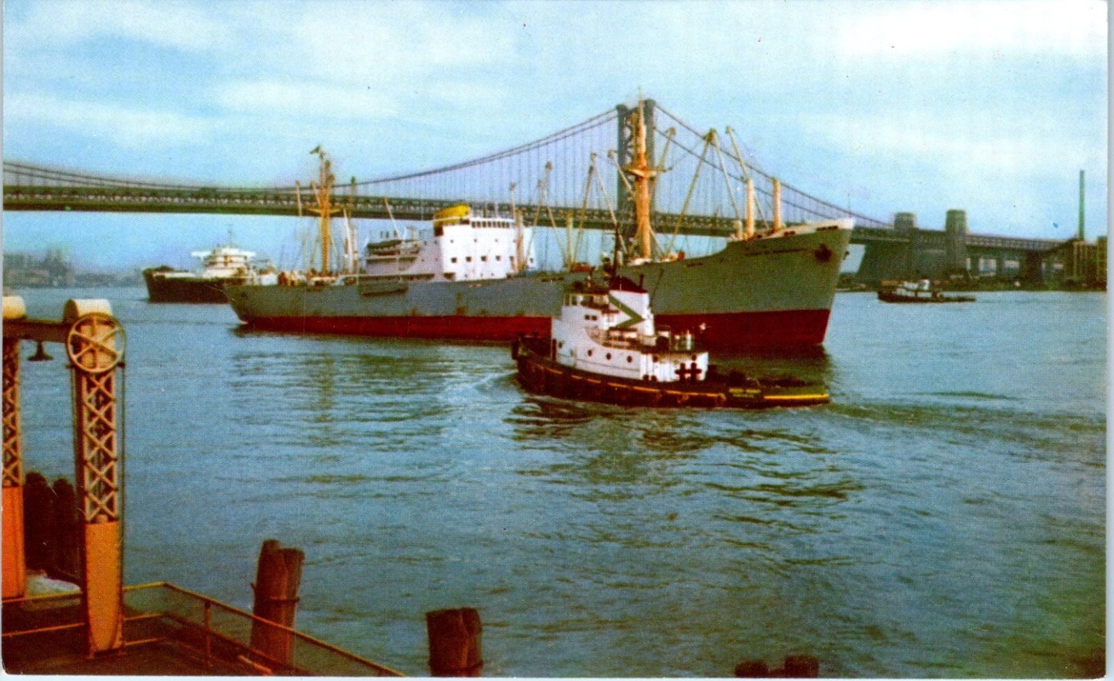 The Port of Philadelphia, Cargo Ships and Tug Boat Pennsylvania Postcard The Port of Philadelphia, Cargo Ships and Tug Boat Pennsylvania Postcard
