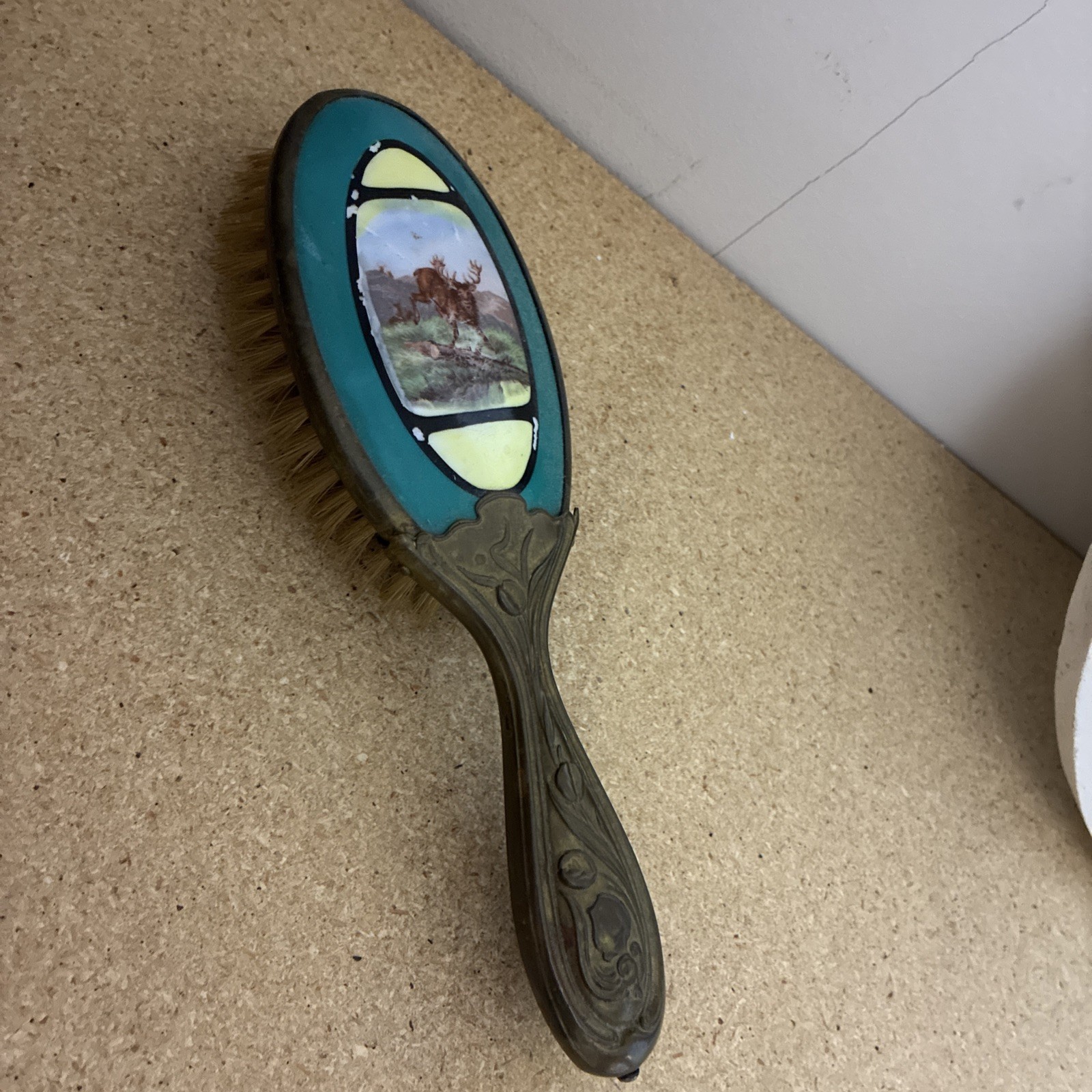 Gorgeous Antique Vanity Hair Brush Porcelain & Brass See Pictures Gorgeous Antique Vanity Hair Brush Porcelain & Brass See Pictures