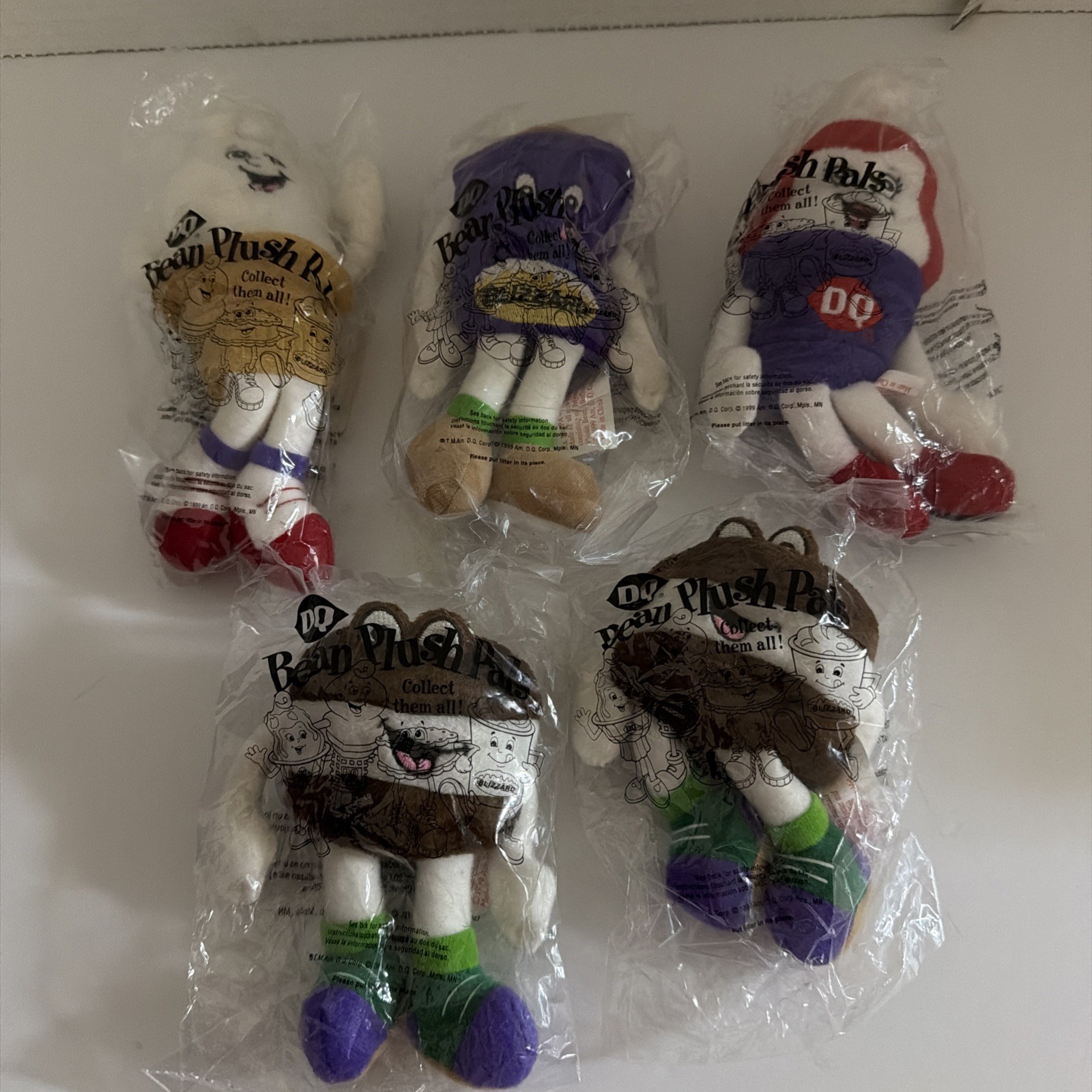 Vintage 1999 Dairy Queen Bean Plush Pals Lot of 5 / duplicate Sandwich