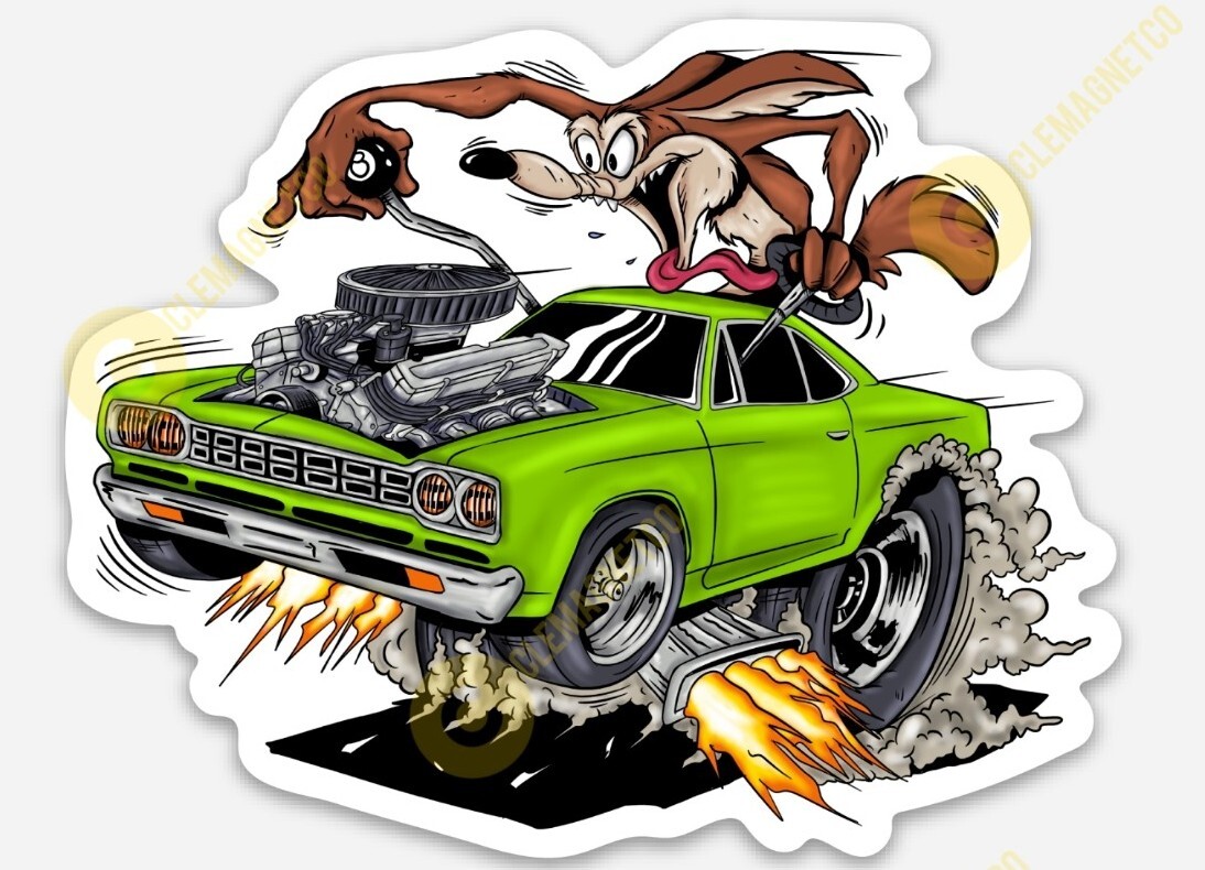 Muscle Car MAGNET - Ratfink Style Road Runner cartoon Show Rat Fink Odd Rods