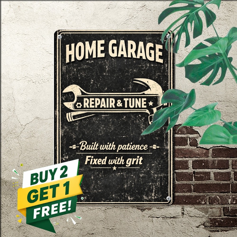 Vintage Great Dad Fix Shop Sign Garage Repair Cave Metal Decor Plaque