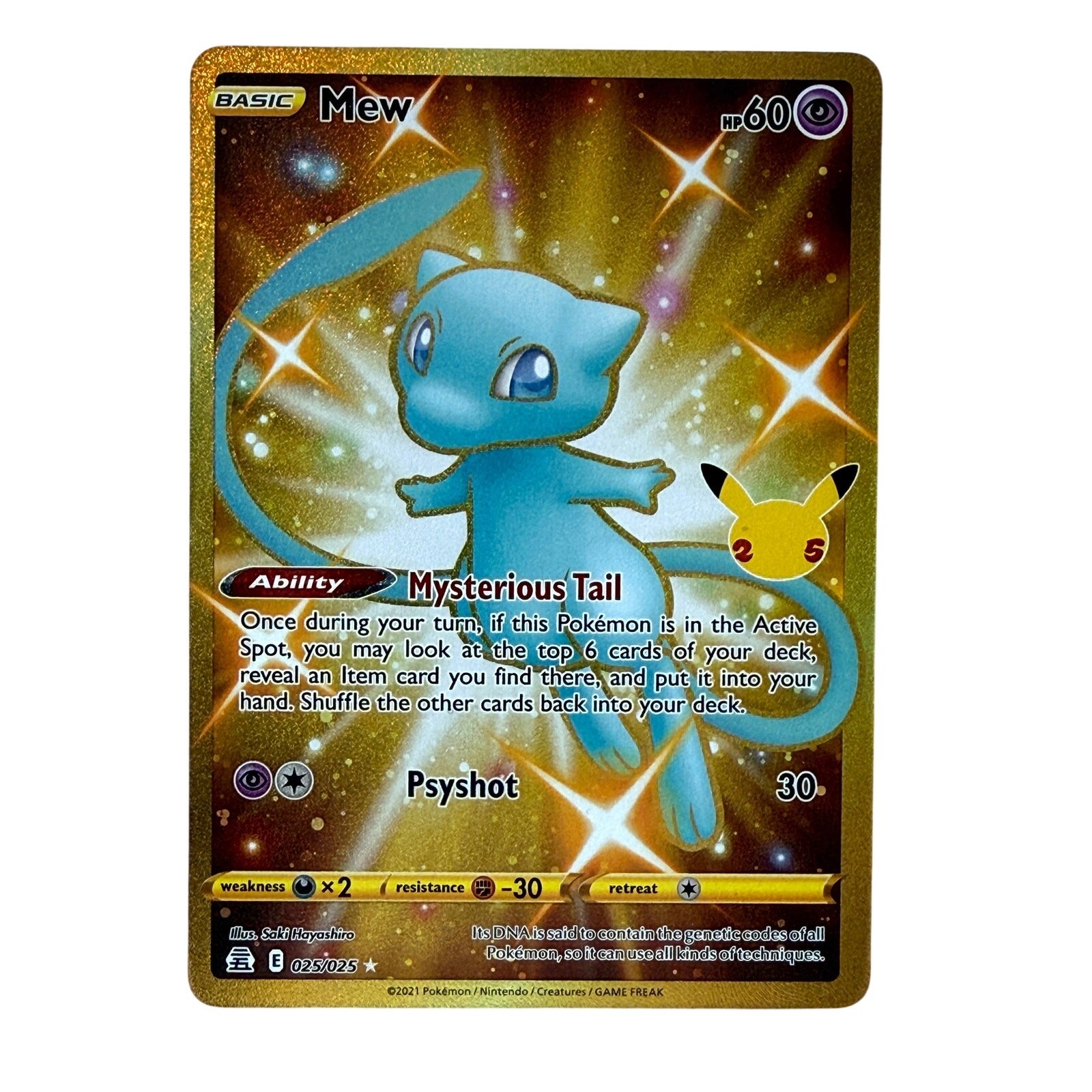 Pokémon TCG Mew 025/025 Celebrations 25th Anniversary Secret Rare Holo LP-NM Pokémon TCG Mew 025/025 Celebrations 25th Anniversary Secret Rare Holo LP-NM