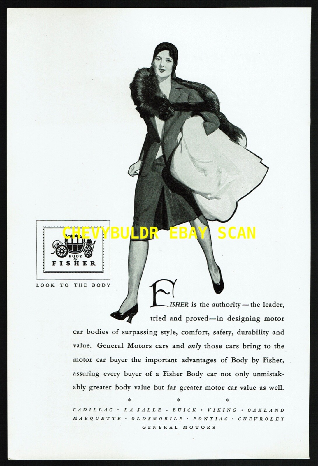 1930 GM\'s Body by Fisher Vintage Depression Era ad \