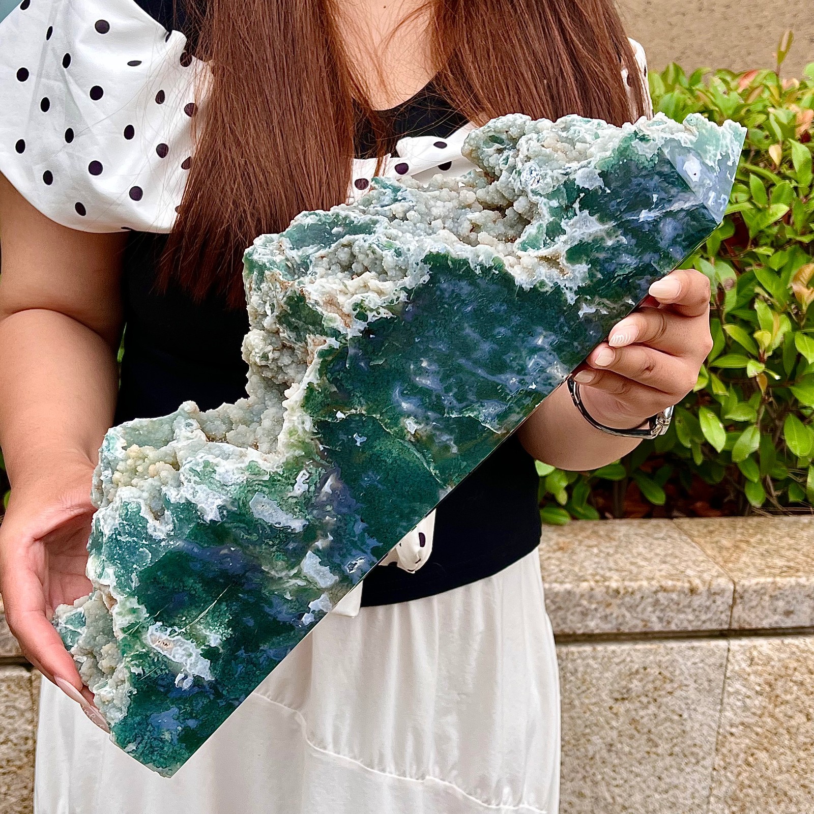 11.75LB  Natural green moss agate quartz obelisk crystal aura healing energy
