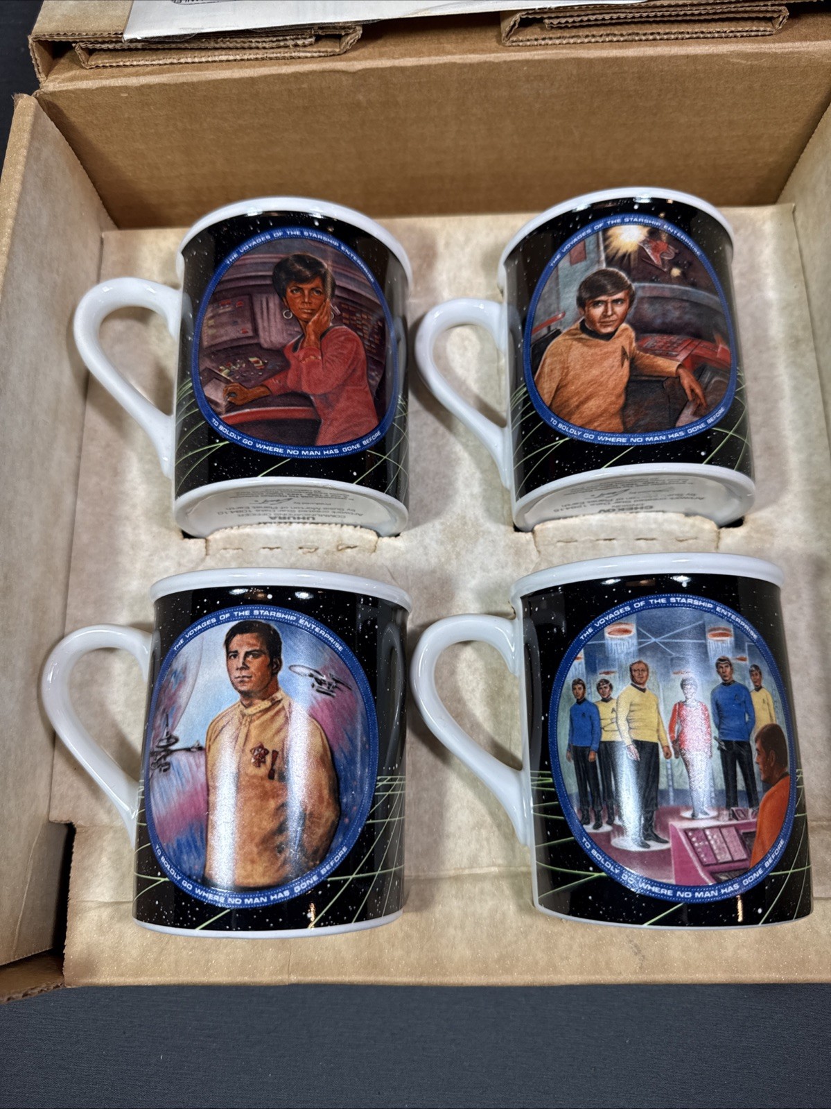 Vintage Star Trek 1983 Cups /Mug Kirk, Chekov, Uhura and Crew HamiltonCollection