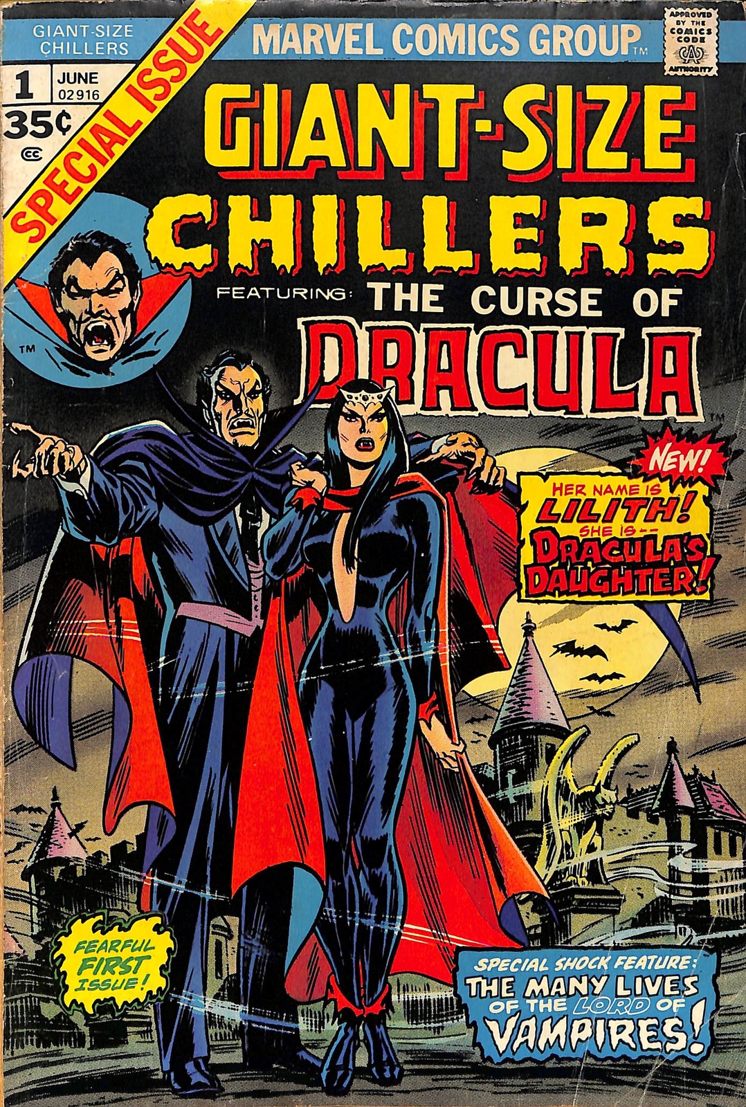 Giant-Size Chillers #1 Featuring Curse of Dracula (Marvel, 1974) Origin and 1...