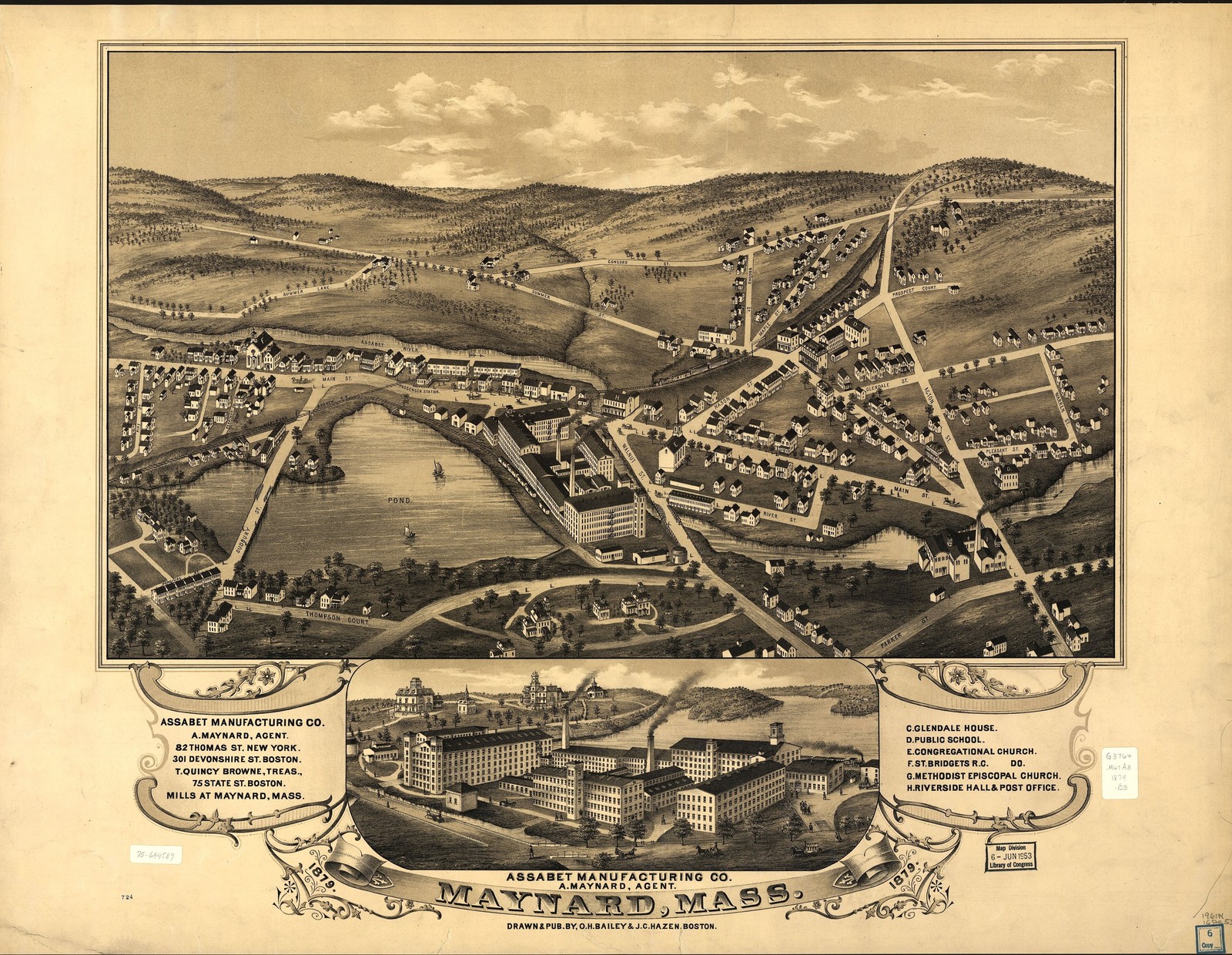 Maynard Mass 1879 Vintage Bird\'s Eye View Photo Reprint Wall Art Maynard Mass 1879 Vintage Bird\'s Eye View Photo Reprint Wall Art