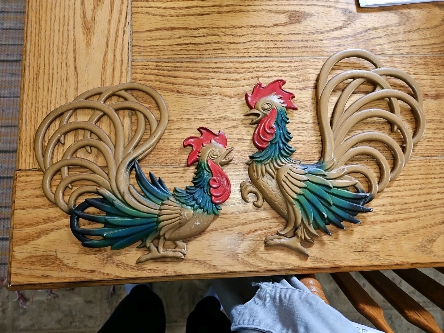 Set 2 USA Metal Midwest Vermay Wall Hanging Roosters Art Farmhouse Decor