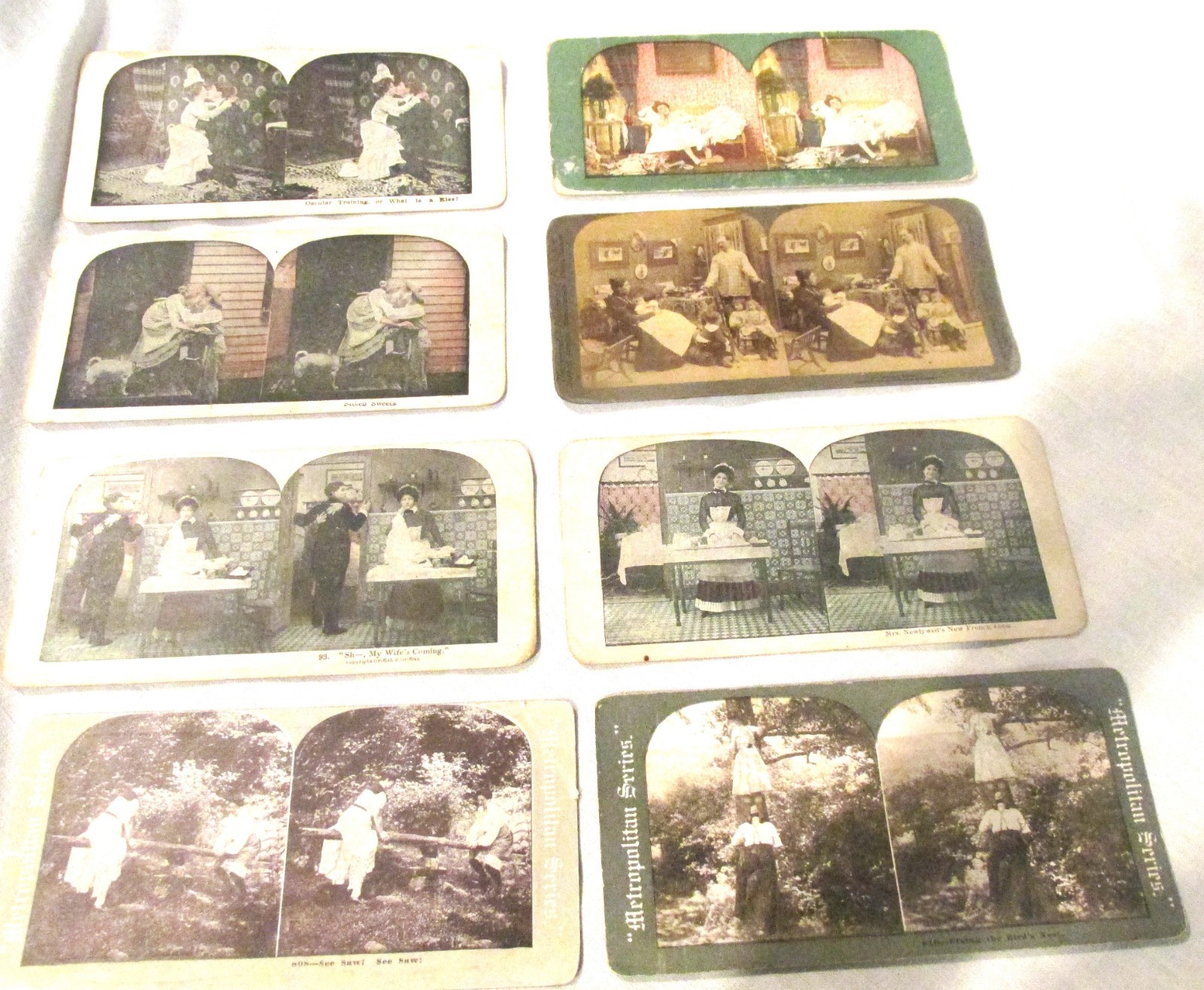 Vtg. Antique  Stereoscope Cards Couples Humorous -Eight