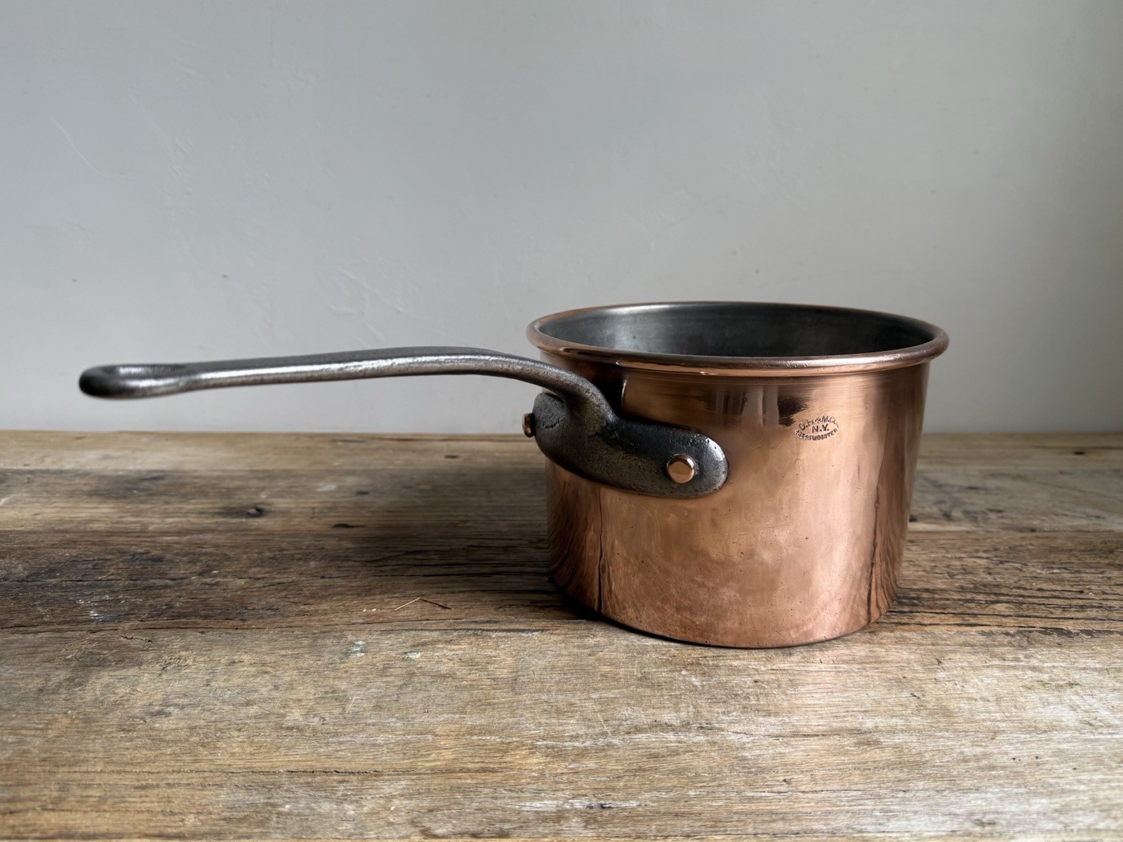 Rare Antique Duparquet Copper Pan DH&M CO 43 & 45 WOOSTER Stamp - 19cm Rare Antique Duparquet Copper Pan DH&M CO 43 & 45 WOOSTER Stamp - 19cm