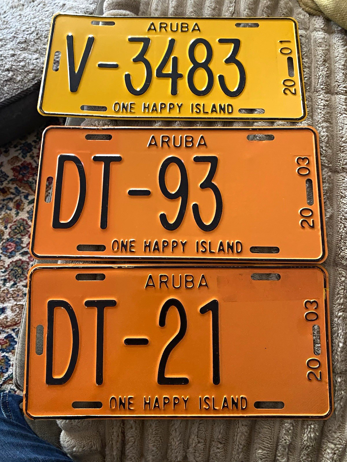 Lot of 3 Vintage Aruba License Plates - 2001 & 2003 \ Lot of 3 Vintage Aruba License Plates - 2001 & 2003 \