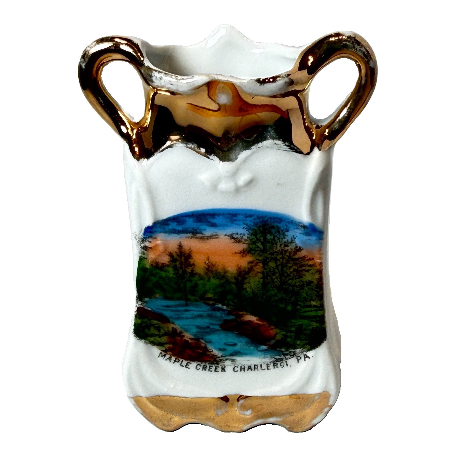 CHARLEROI PA Pennsylvania Antique MAPLE CREEK Souvenir TRINKET VASE CHARLEROI PA Pennsylvania Antique MAPLE CREEK Souvenir TRINKET VASE