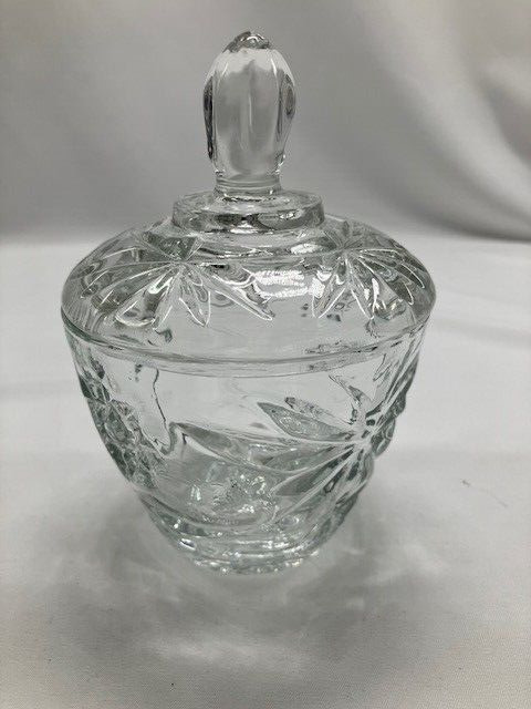 Vintage Anchor Hocking EAPC Clear Glass Covered Sugar Bowl