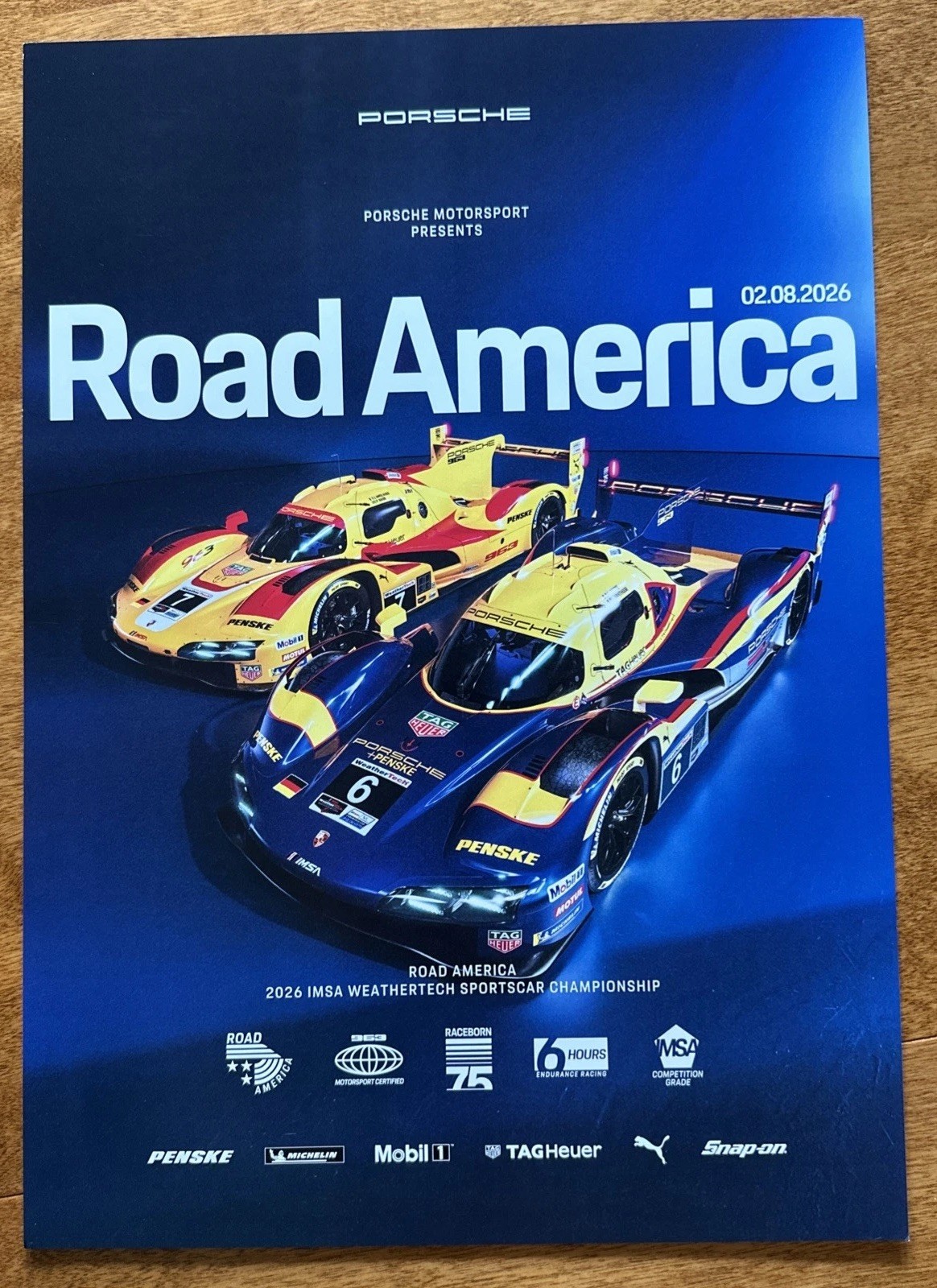 2026 Poster PENSKE PORSCHE 963 Hybrid “SUNOCO” & Yellow Spyder ROAD AMERICA Rare
