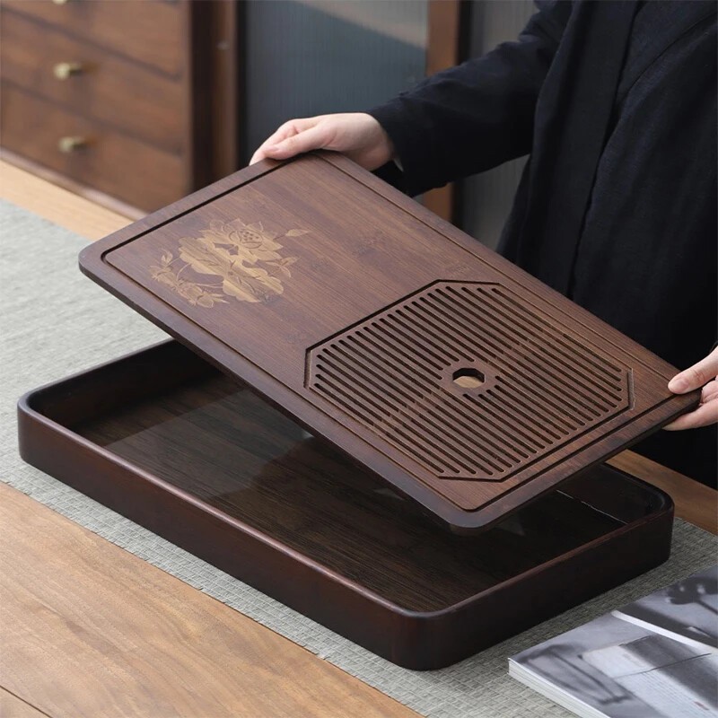 Natural Bamboo Tea Tray Drainage Chinese Kung Fu Tea Set Water Storage Drawer Natural Bamboo Tea Tray Drainage Chinese Kung Fu Tea Set Water Storage Drawer