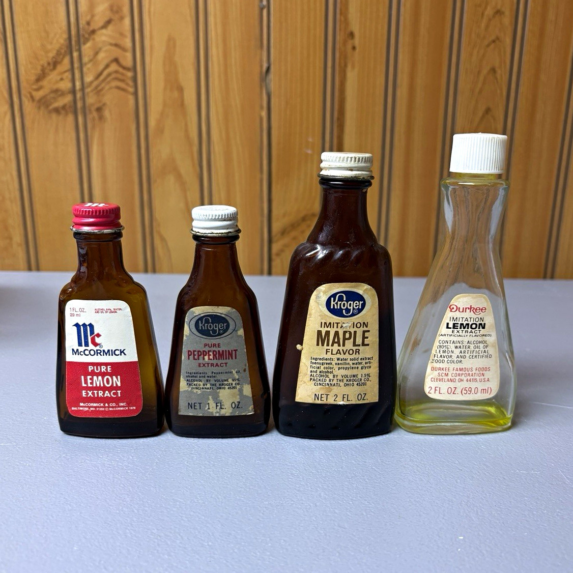 Vintage 1970s Extract Bottle Bundle - 4 Piece Collectible Lot