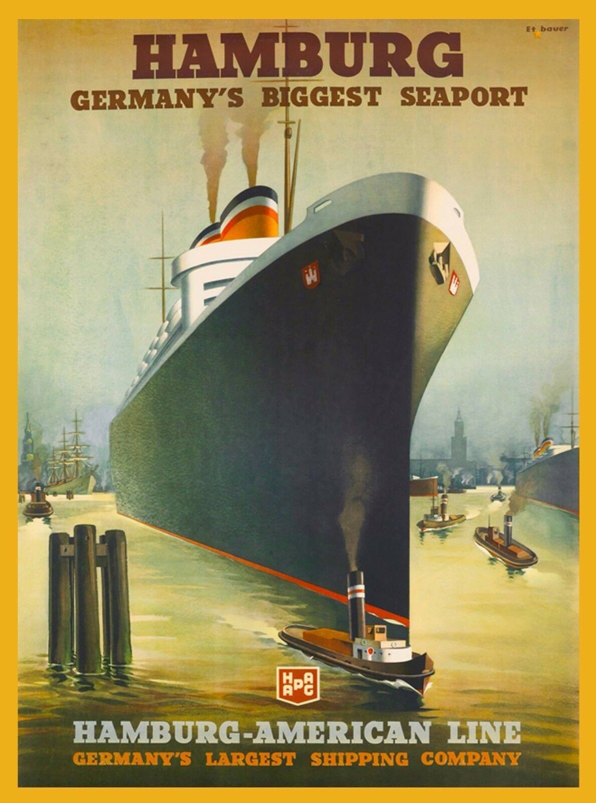 a192 Hamburg, Germany Vintage Travel Poster Refrigerator Magnet