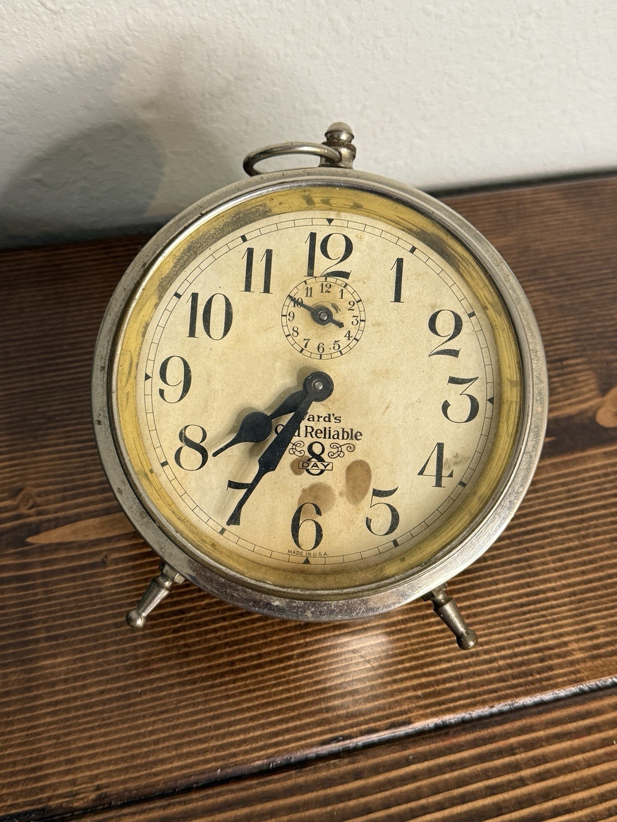 1920s Antique Nickel Ingraham Ward's Old Reliable Alarm Clock 1920s Antique Nickel Ingraham Ward's Old Reliable Alarm Clock
