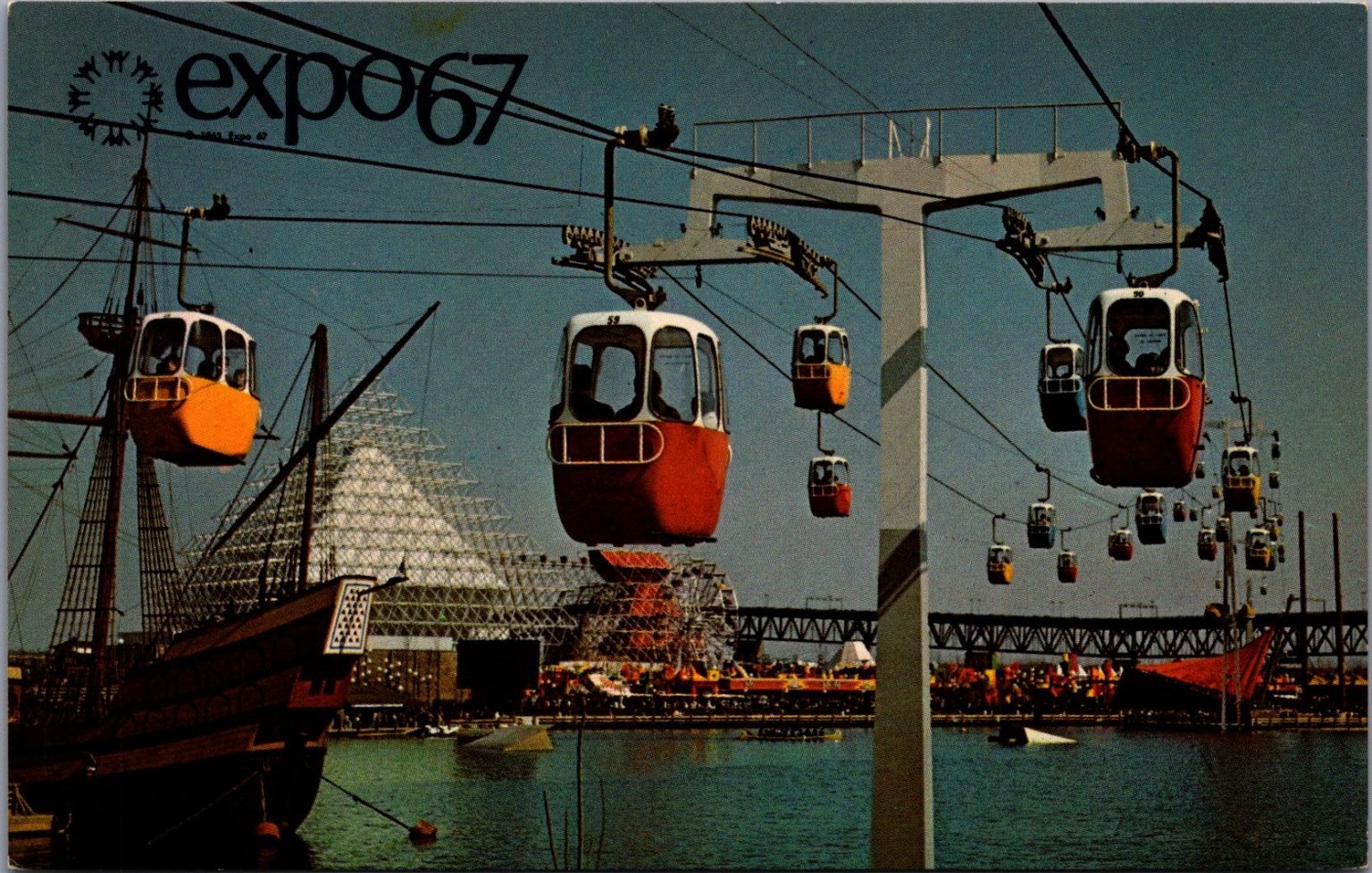 Expo 67 Montréal Sky Ride La Ronde Dolphin Lake Plasticchrome Postcard Expo 67 Montréal Sky Ride La Ronde Dolphin Lake Plasticchrome Postcard