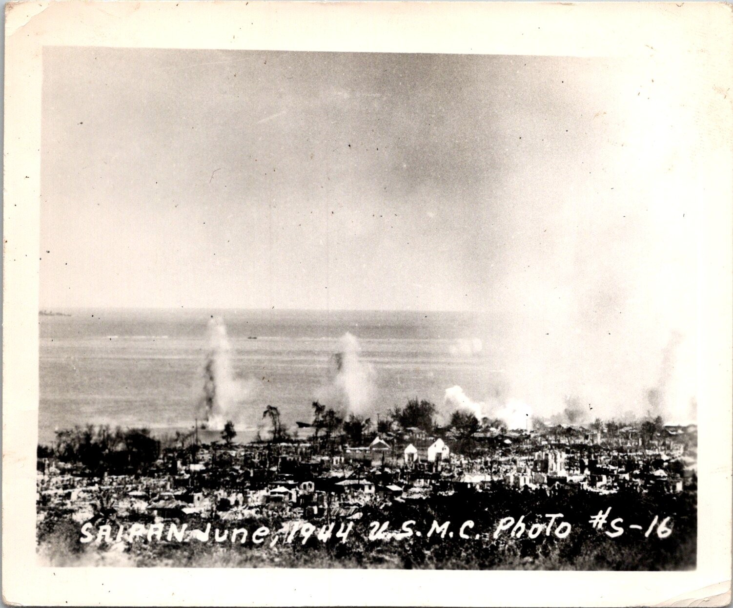 1944 WWII Battle of Saipan Marines USMC Beach Village Photo Reprint 4x5 #318 1944 WWII Battle of Saipan Marines USMC Beach Village Photo Reprint 4x5 #318