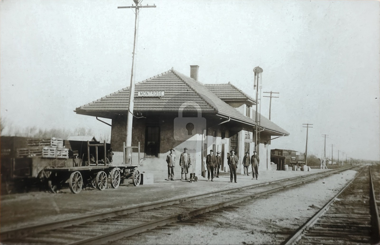 c1907 Missouri–Kansas–Texas RR Depot Montrose MO Missouri RPPC Postcard COPY