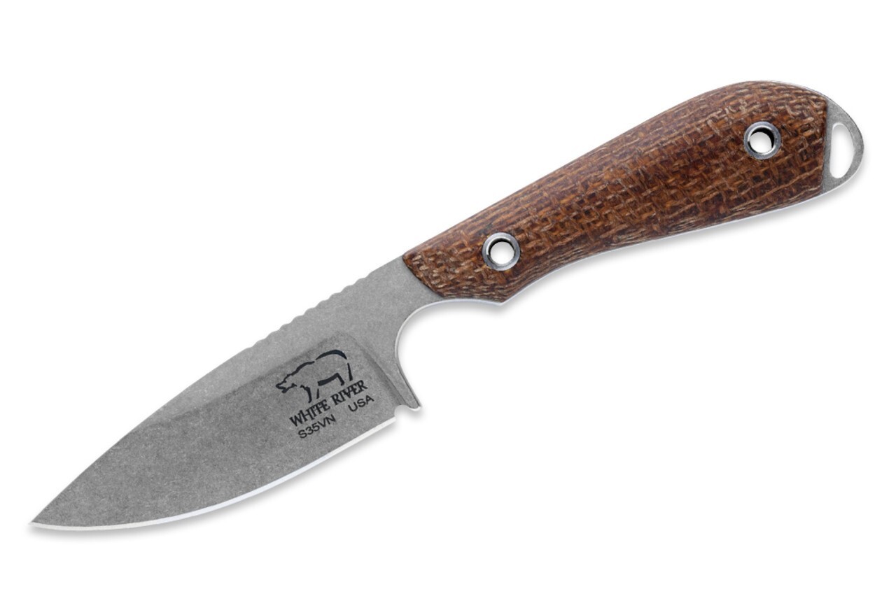 White River M1 Caper Hunting Knife Natural Burlap Micarta CPM S35VN Steel Blade White River M1 Caper Hunting Knife Natural Burlap Micarta CPM S35VN Steel Blade