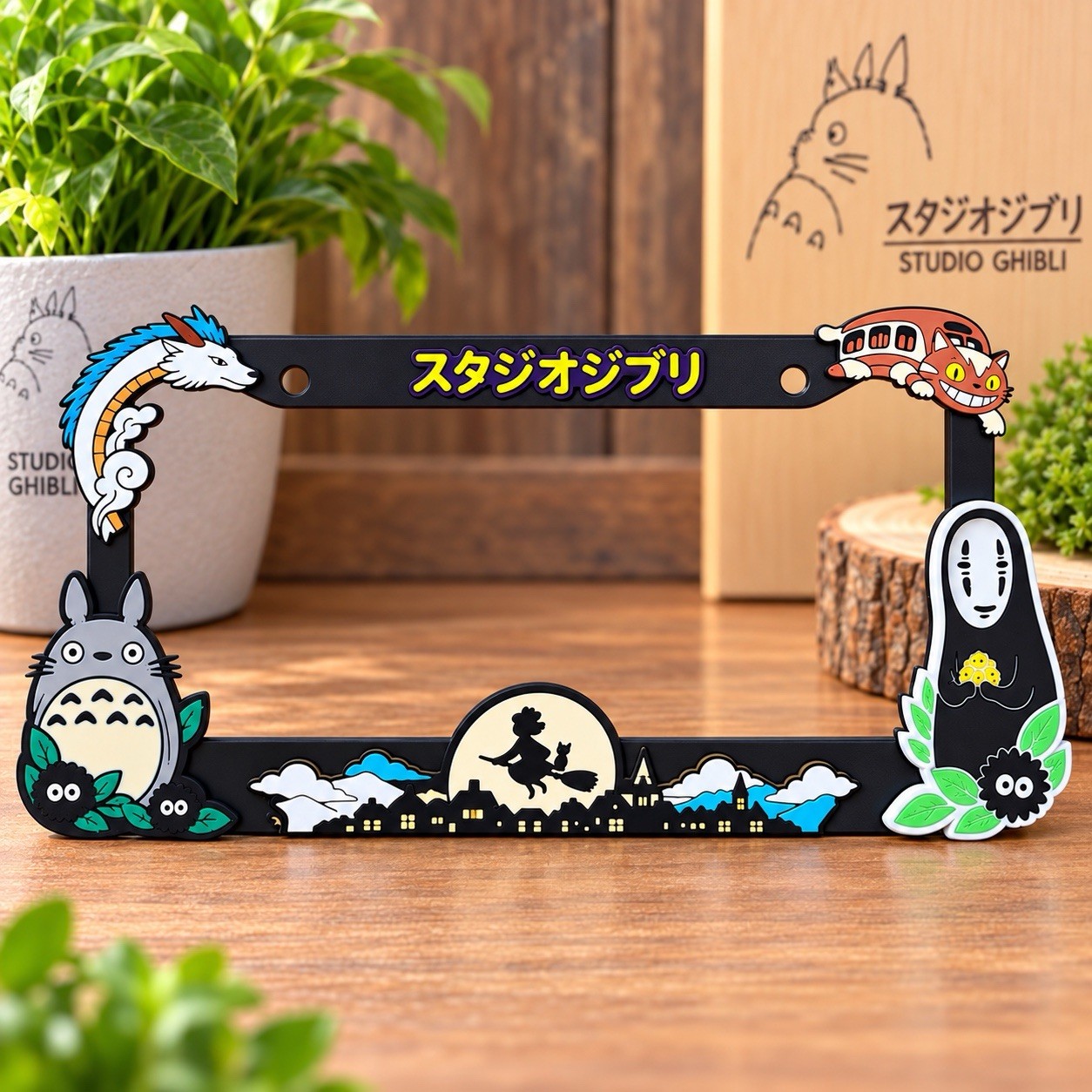 Ghibli Friends Custom License Plate Frame Car Anime Figure Spirited Away Totoro