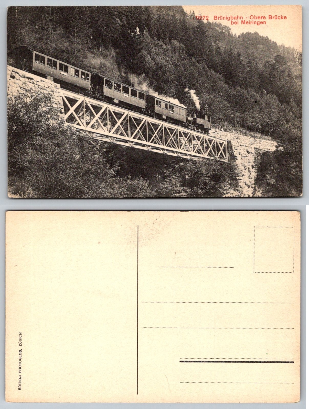Standard Brünigbahn Obere Brücke Meiringen Train Postcard Standard Brünigbahn Obere Brücke Meiringen Train Postcard