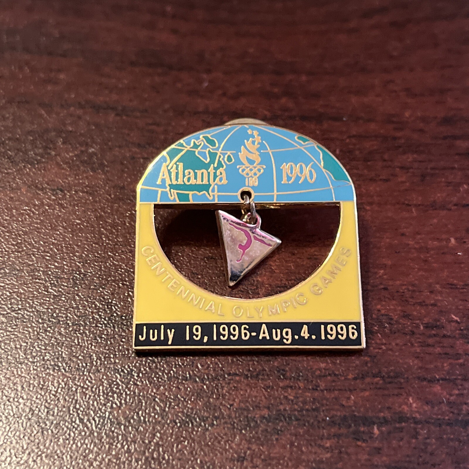 Vintage 1996 Atlanta Summer Olympics Gymnastics Event Charm Lapel Hat Pin