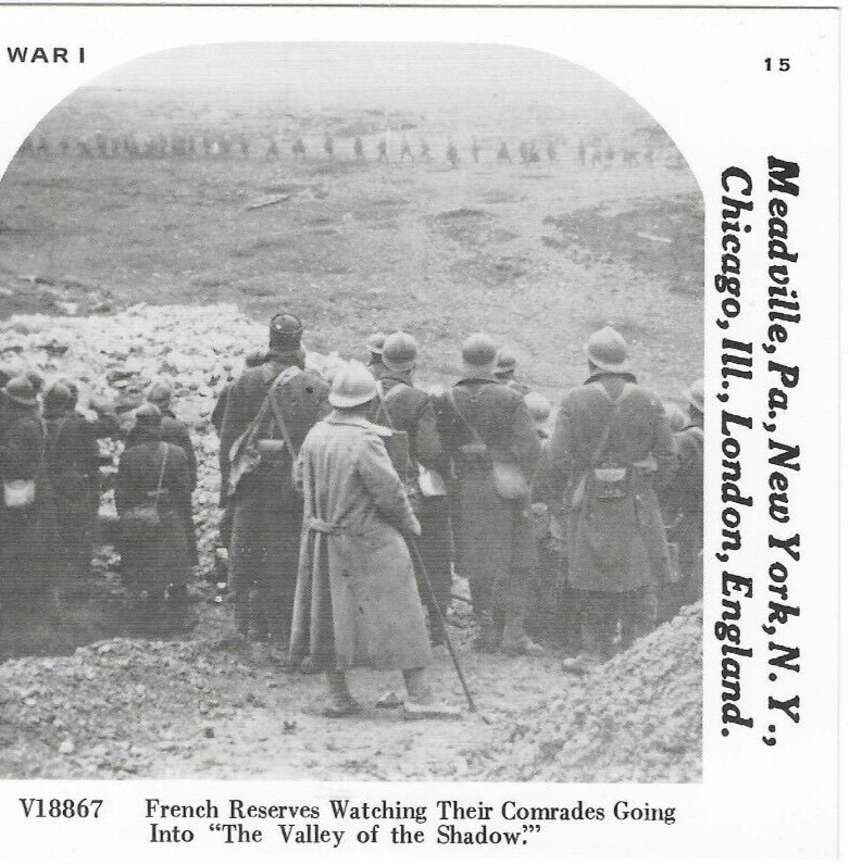 French Reserves Watching Their Comrades, WWI,  1978 Reproduction Stereoview