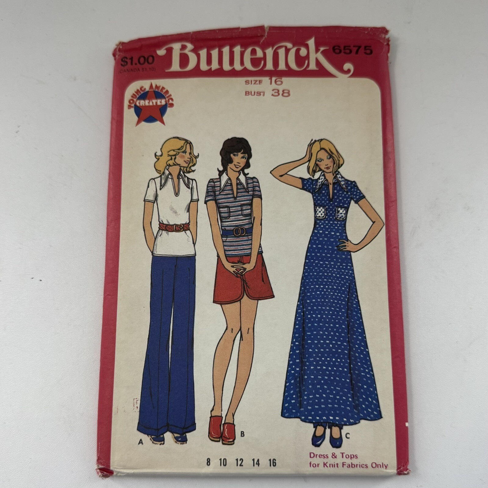 BUTTERICK PATTERN 6575 UNCUT Vintage 1970s Miss Size 16. MAXI DRESS SKIRT PANT