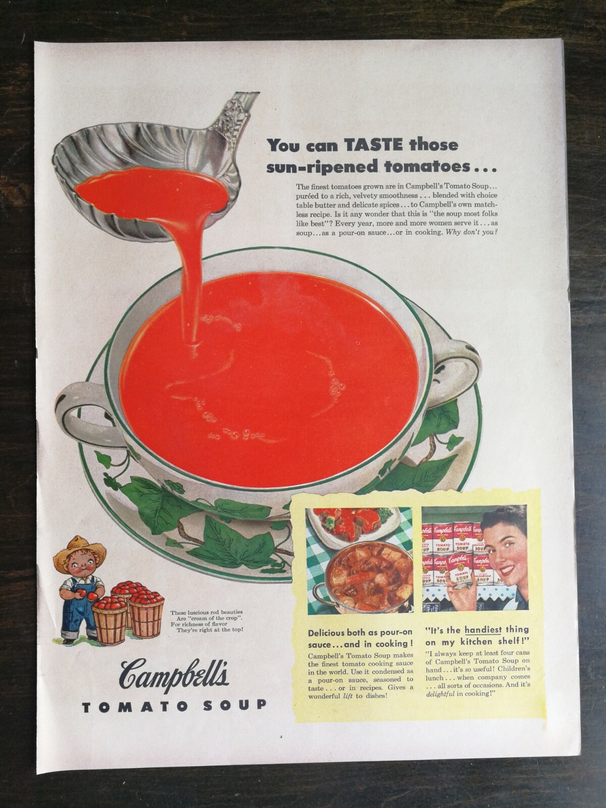 Vintage 1952 Campbell's Tomato Soup Original Ad - 721 Vintage 1952 Campbell's Tomato Soup Original Ad - 721