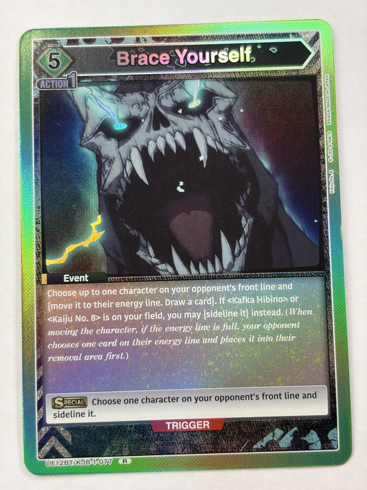 Bandai Kaiju No. 8 Union Arena Brace Yourself Holofoil Card UE12BT/KJ8-1-077 NM