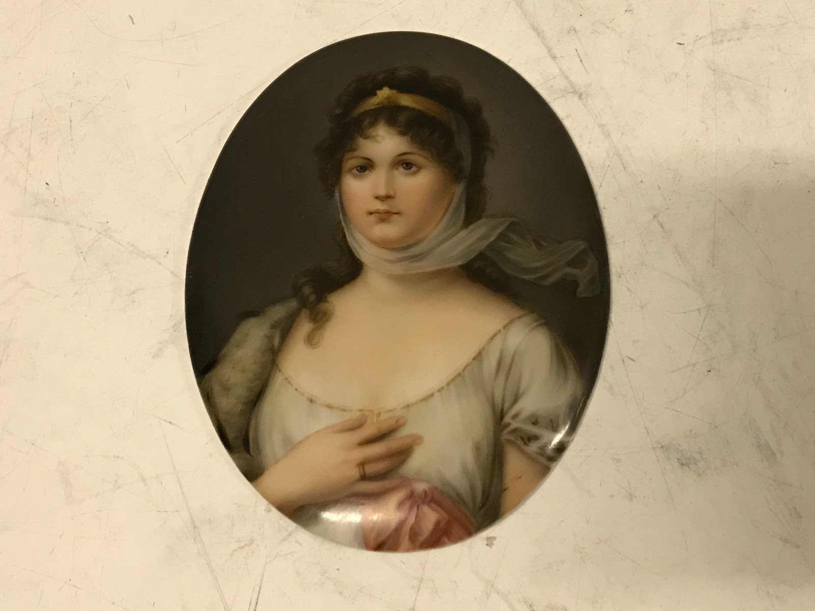 Antique German Painted Porcelain Oval Plaque Queen Louise of Prussia (1776-1810) Antique German Painted Porcelain Oval Plaque Queen Louise of Prussia (1776-1810)