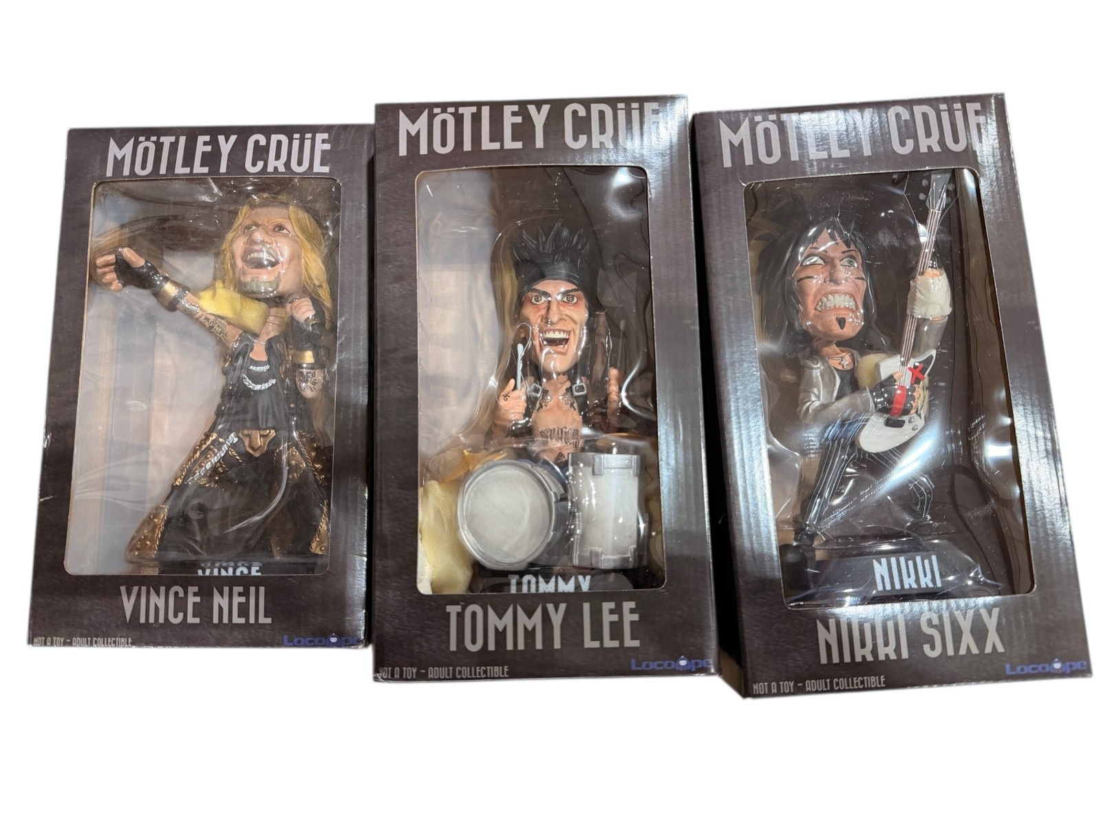 Set Of 3 Nikki, Tommy, Vince Motley Crue bobbleheads Set Of 3 Nikki, Tommy, Vince Motley Crue bobbleheads