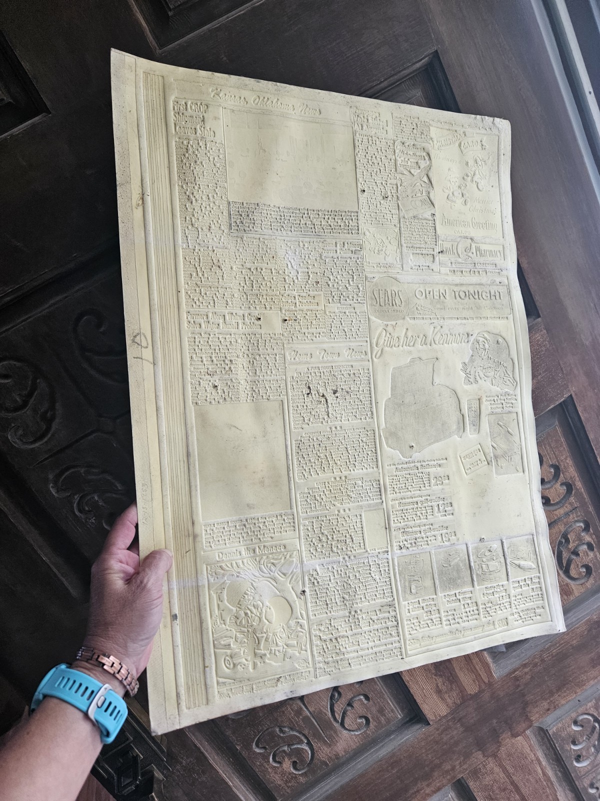 Vintage 1956 Wichita Beacon Newspaper Printing Plate Christmas Sears Kenmore Ad