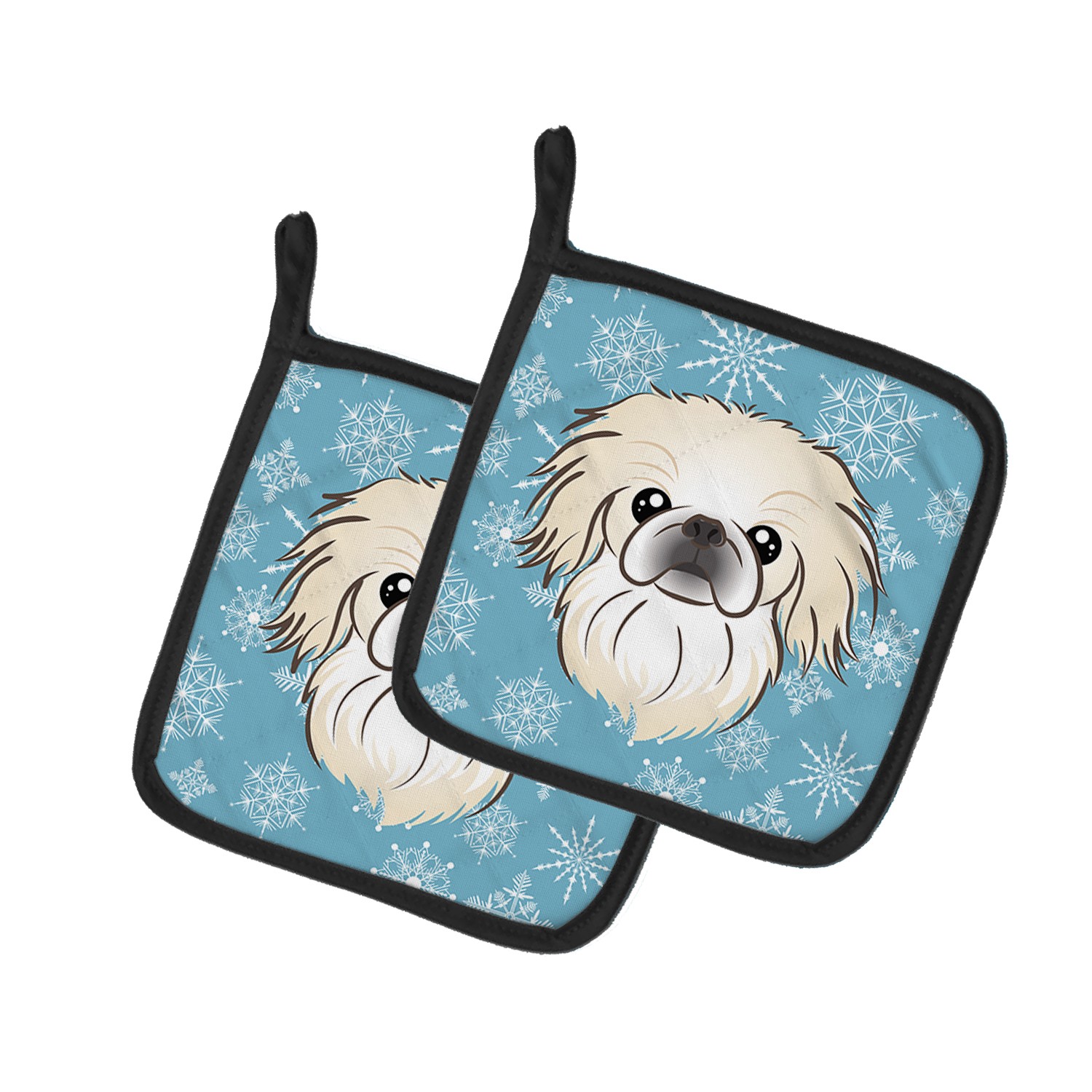 Caroline\'s Treasures Snowflake Pekingese Pair of Potholders BB1655PTHD Caroline\'s Treasures Snowflake Pekingese Pair of Potholders BB1655PTHD
