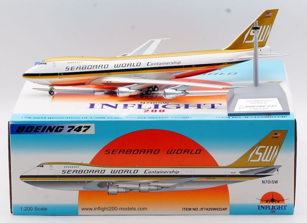 Inflight IF742SW0224P Seaboard World Boeing 747-200F N701SW Diecast 1/200 Model