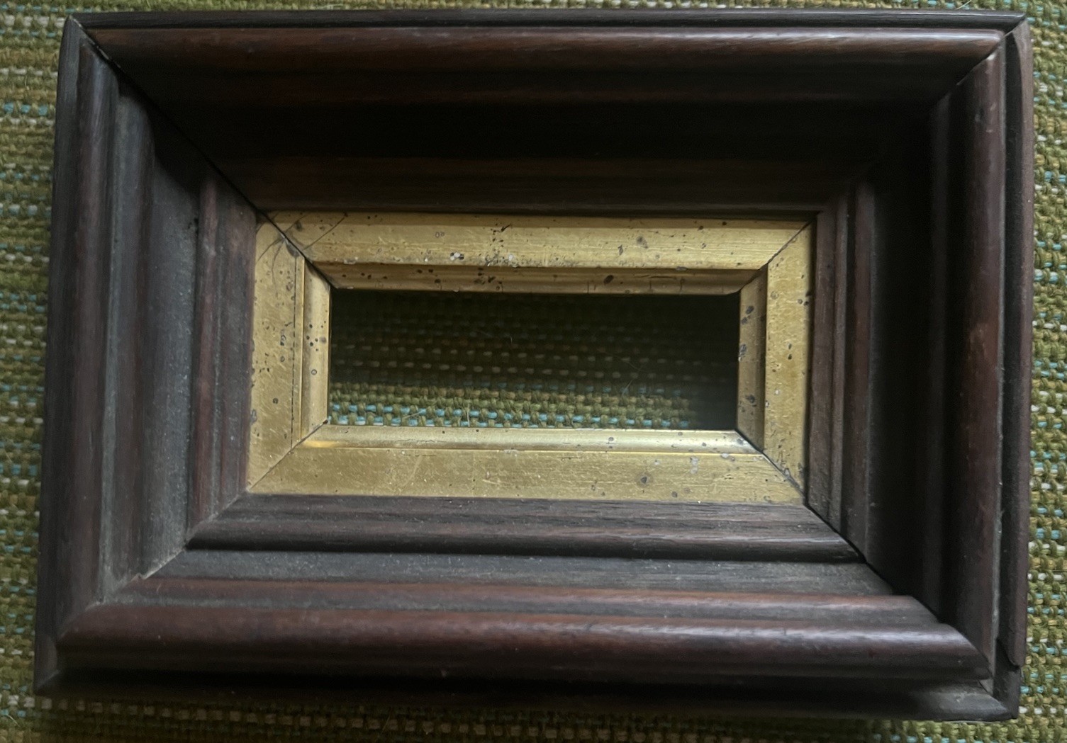 Antique Small Shadowbox Frame Walnut Gilt  7 1/4” X 5 1/4”