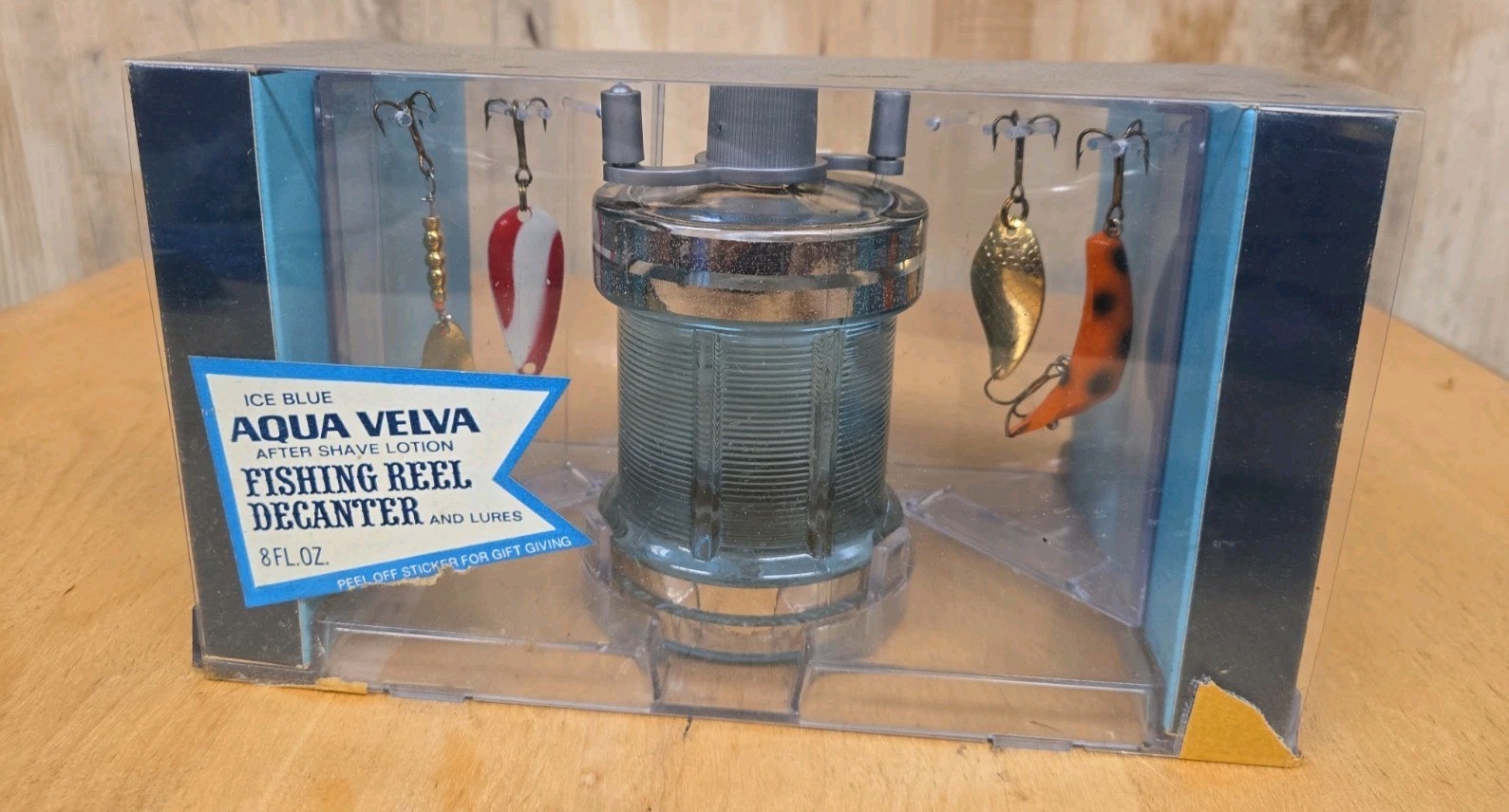 Vintage Aqua Velva Fishing Reel Decanter With 4 Lures New With Box Vintage Old