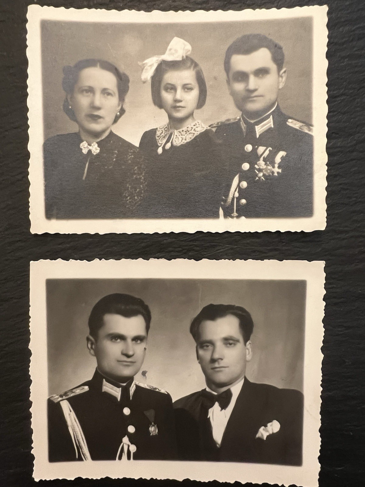 Vintage WWII Bulgarian Army Officer Family Studio Photos Sofia 