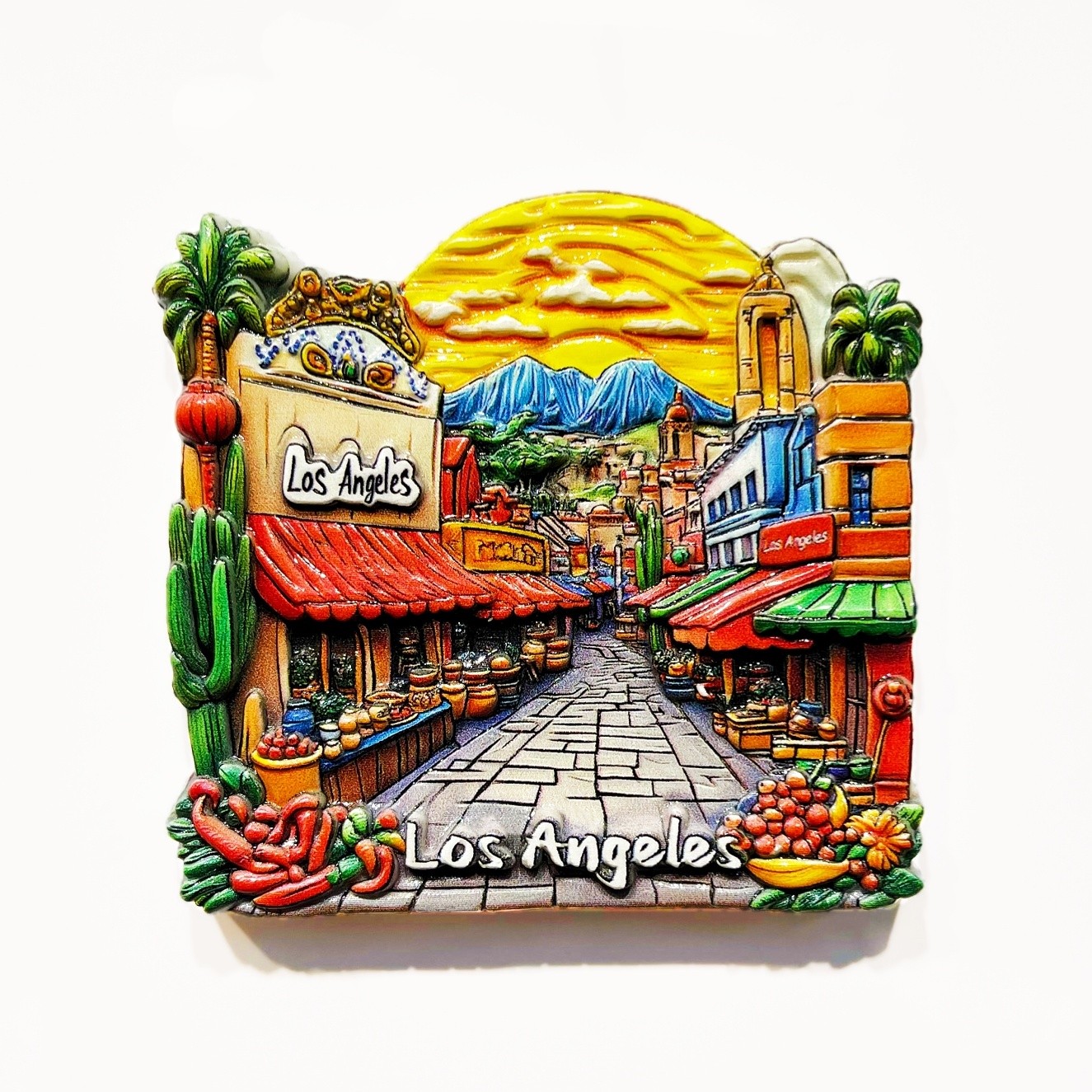 Olvera Street Los Angeles California USA Tourist Travel Souvenir Fridge Magnet