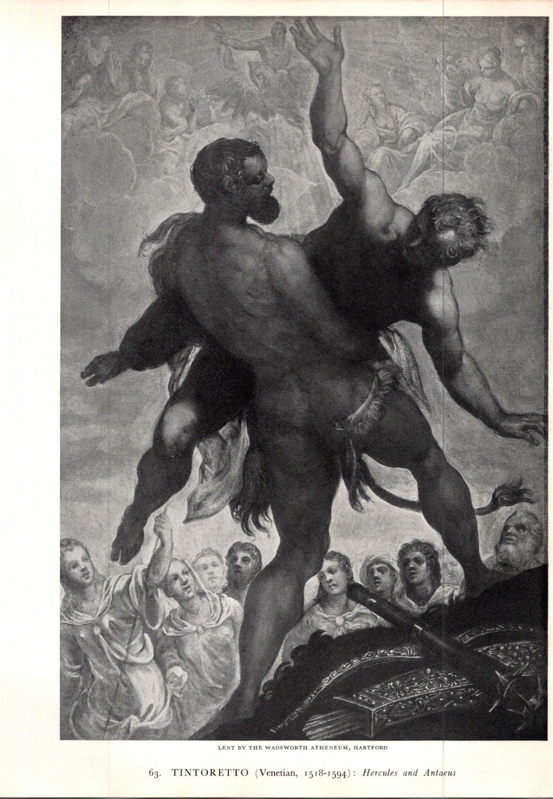 Tintoretto Venetian 1518-1594 Hercules & Antaeus Hartford 1939 Art Print 5A7