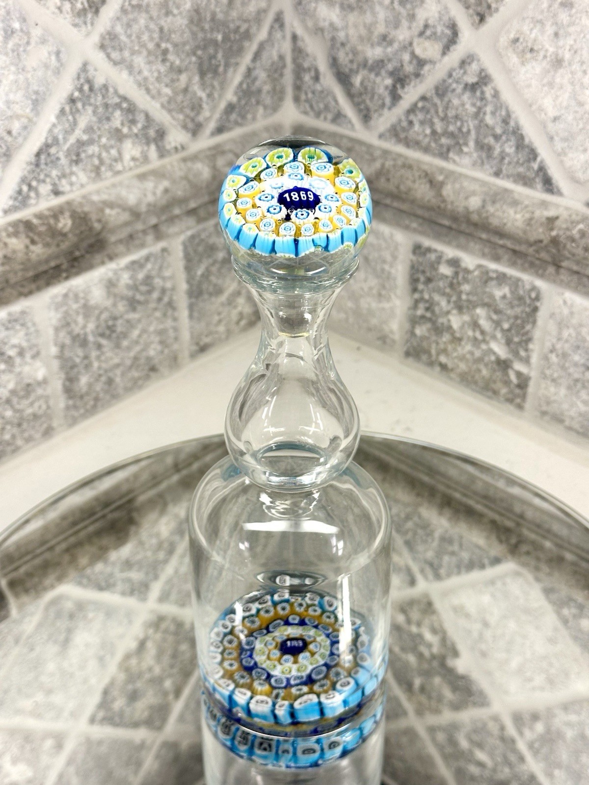 Murano VTG-MCM Millefiori and Clear  Art Glass Collectible Decanter