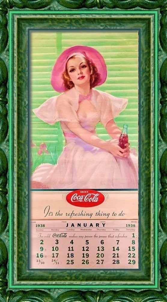 😲 VINTAGE ORIGINAL 1938 COCA COLA 12 MONTH PINUP GIRL CALENDAR COKE POSTER ART