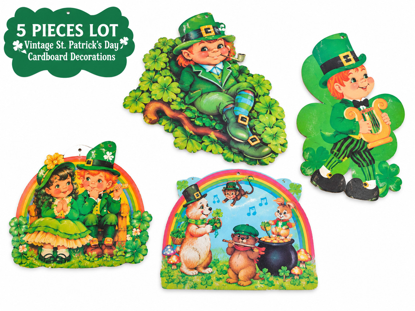 VINTAGE St. Patrick’s Day Diecuts Wall Hangings Lot Of 5 Eureka VINTAGE St. Patrick’s Day Diecuts Wall Hangings Lot Of 5 Eureka