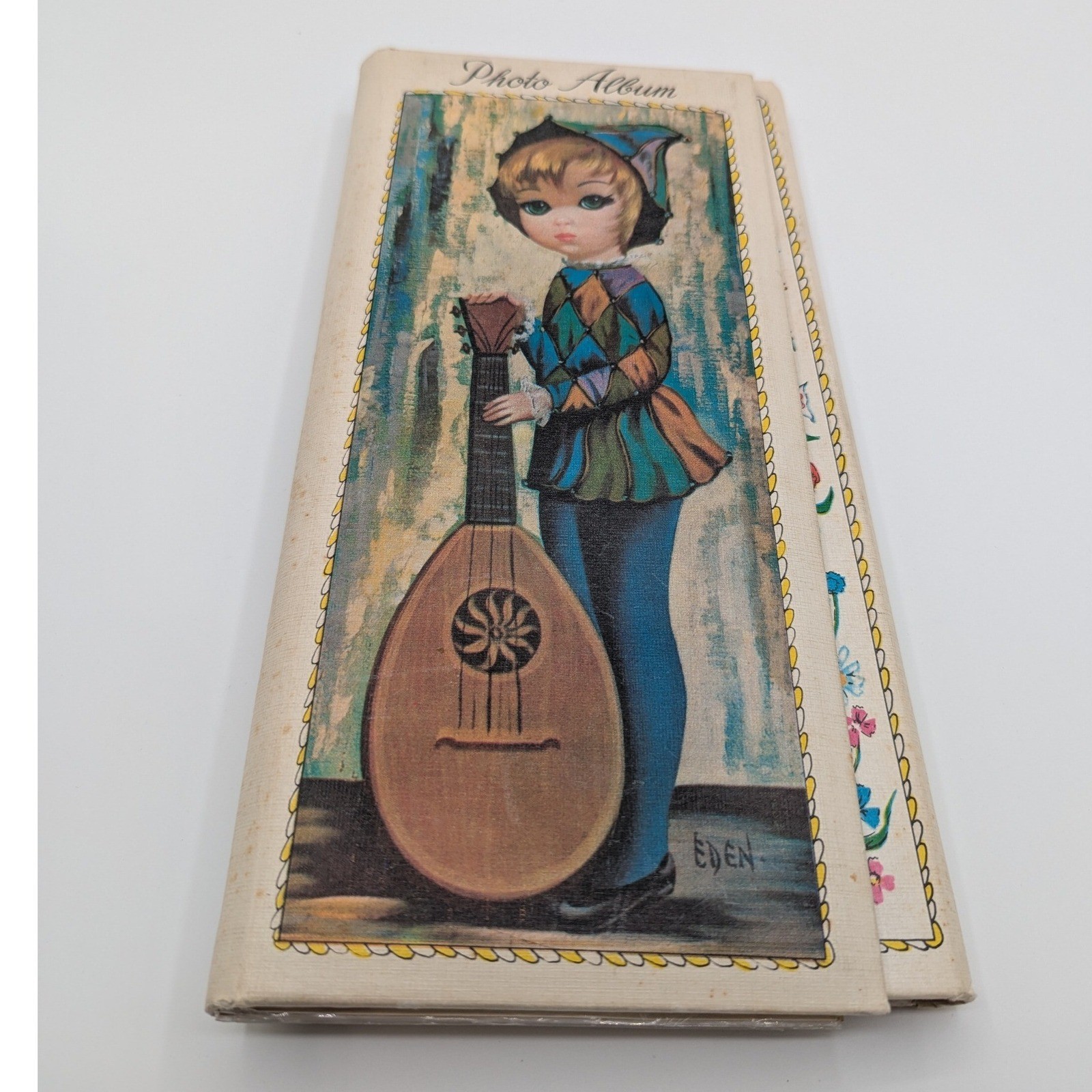 Vintage Lobeco Big Eye Harlequin Boy Photo Album Eden Art Hong Kong 11x5