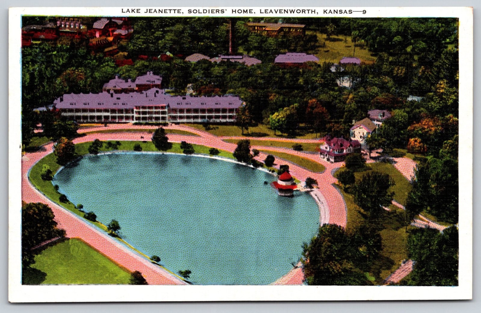 Lake Jeanette Soldiers Home Leavenworth Kansas Postcard PC265